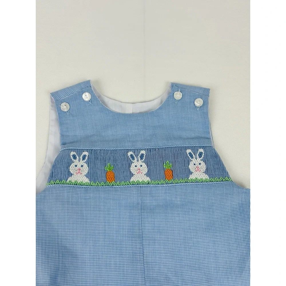 Edgehill Collection Baby 6M Blue Jumper Easter Rabbits Carrots Blue